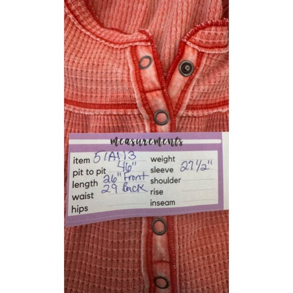 2/$30 We The Free By Free People Medium Red/Coral Kai Henley Top Hi Low - Picture 10 of 16